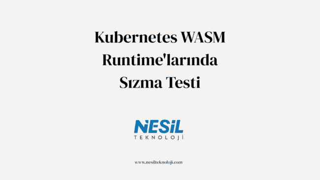 Kubernetes ortamlarında WebAssembly (WASM) çalışma zamanlarına yönelik sızma testi konulu Nesil Teknoloji tanıtım görseli. Arka planda bulut ve konteyner güvenliği temalı grafikler yer almakta.