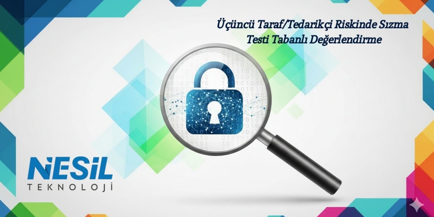 Tedarikçi güvenliği için sızma testi yaklaşımını temsil eden kilit ve büyüteç görseli
