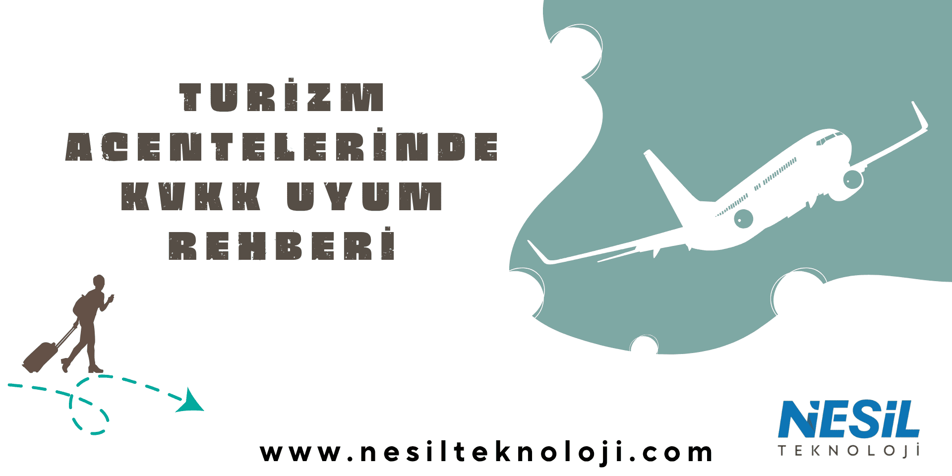 Turizm Acentelerinde KVKK Uyum Rehberi Başlık Turizm Acentelerinde KVKK Uyum Rehberi Altyazı Beyaz ve yeşilimsi mavi tonlarında, seyahat temalı çizimlerle süslenmiş bir sunum slaytı. Başlıkta "TURİZM ACENTELERİNDE KVKK UYUM REHBERİ" yazısı yer alıyor. Alternatif Metin Beyaz arka plan üzerine sağ üst köşede yeşilimsi mavi renkte, uçağı çevreleyen dekoratif bir bulut/şekil bulunan bir slayt. Başlık, kahverengi renkte büyük harflerle TURİZM ACENTELERİNDE KVKK UYUM REHBERİ olarak yazılmış.