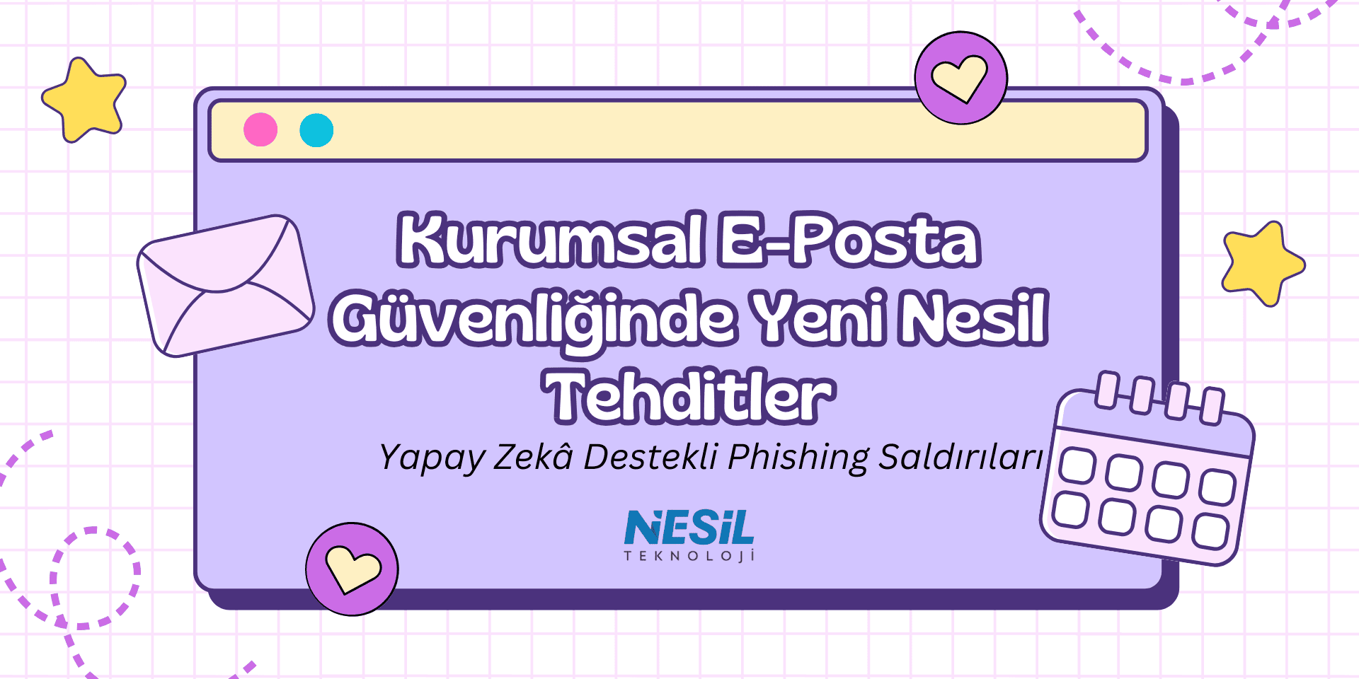 Kurumsal E-Posta Güvenliğinde Yeni Nesil Tehditler Açık bej bir zemin üzerinde, eski video oyunlarını anımsatan piksel sanat stiliyle çizilmiş bir slayt. Başlık Web, AD ve Dış Ağ Güvenlik Bulguları olarak yazılmış. Sol altta küçük bir dinozor (T-Rex) figürü, zeminde kaktüsler ve kayalar, gökyüzünde ise bulutlar ve yükleme simgesi bulunuyor. Ortada Start butonu ve NESİL TEKNOLOJİ logosu görülmektedir.