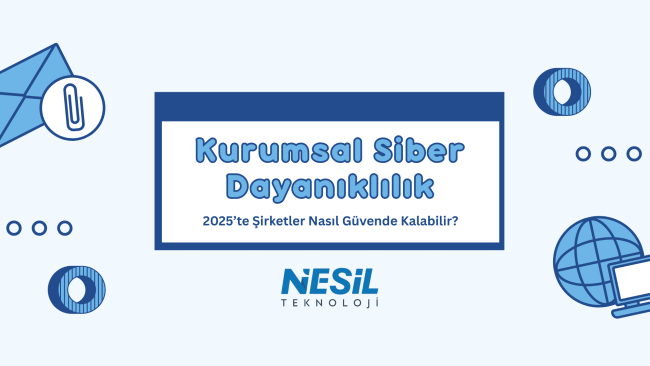 Açık bej bir zemin üzerinde, eski video oyunlarını andıran piksel sanat stiliyle çizilmiş bir slayt. Başlık Web, AD ve Dış Ağ Güvenlik Bulguları olarak yazılmış. Sol altta küçük bir dinozor (T-Rex) figürü, zeminde kaktüsler ve kayalar, gökyüzünde ise bulutlar ve yükleme simgesi bulunuyor. Ortada "Start" butonu ve NESİL TEKNOLOJİ logosu görülmektedir.
