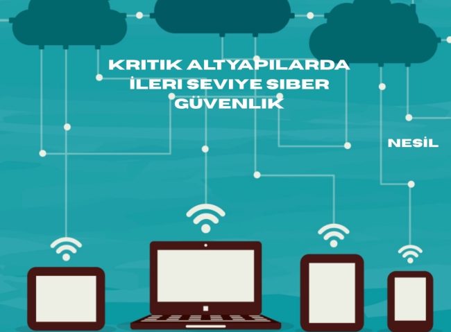 Kritik Altyapılarda İleri Seviye Siber Güvenlik Nesil Teknoloji Kritik Altyapılar Siber Güvenlik Mimarisi görseli. Görselde, kritik altyapı zincirlerini simgeleyen parlayan mavi halkalar ve bu zincirin merkezinde, üzerinde Nesil logosu ve kilit sembolü bulunan, güvenliği ve proaktif korumayı temsil eden modern bir asma kilit yer almaktadır.