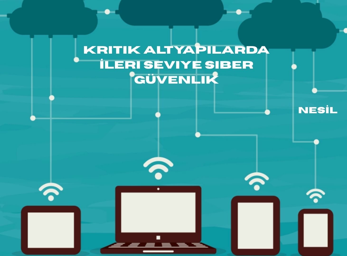 Nesil Teknoloji Kritik Altyapılar Siber Güvenlik Mimarisi görseli. Görselde, kritik altyapı zincirlerini simgeleyen parlayan mavi halkalar ve bu zincirin merkezinde, üzerinde Nesil logosu ve kilit sembolü bulunan, güvenliği ve proaktif korumayı temsil eden modern bir asma kilit yer almaktadır.