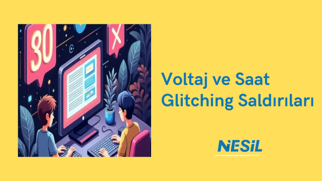 Voltaj ve saat sinyali üzerinde oluşturulan yapay bozulmaları (glitching) ve bu bozulmaların işlemci üzerindeki etkisini gösteren teknik diyagram