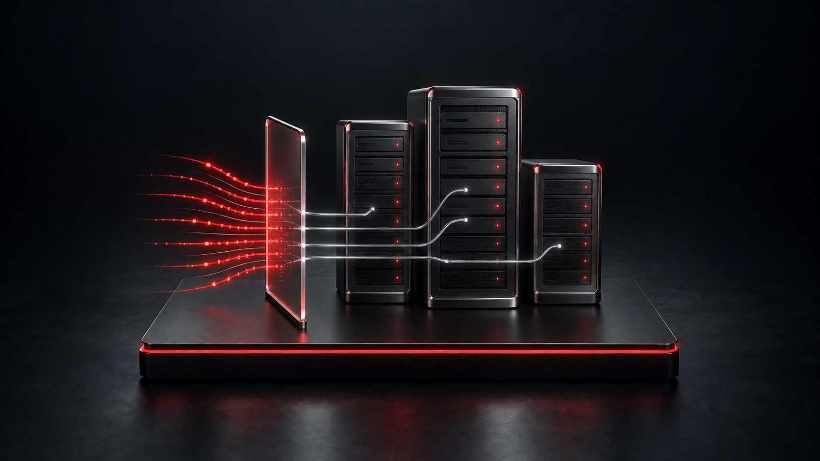 DDoS testi için sunucu ve ağ trafiği illüstrasyonu